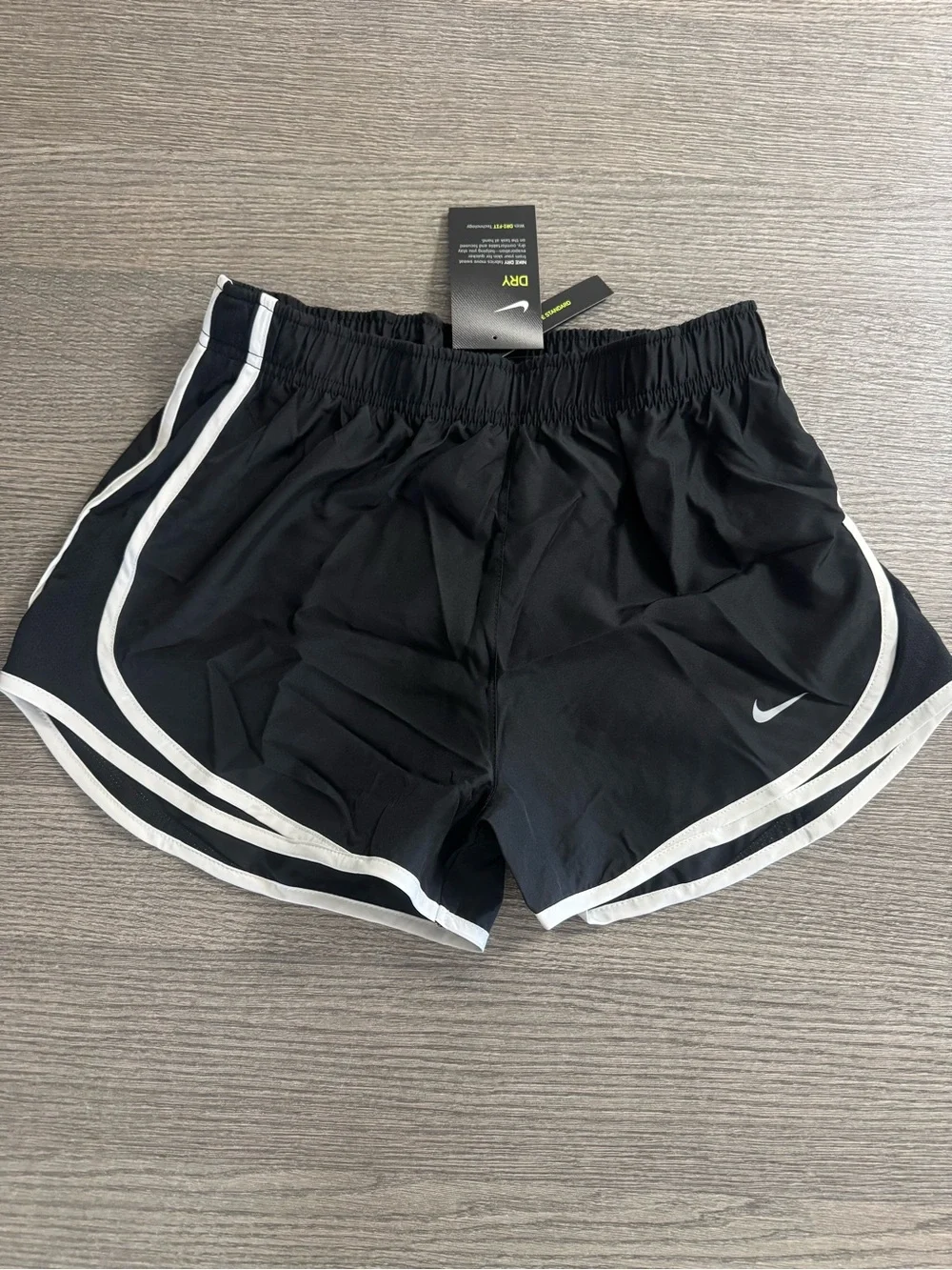Nike Tempo Women's Running Shorts Size S Black White Trim Dry-Fit Brief Lined